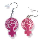 Front and back view of My Body My Choice Earrings
