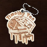 Piano WOOD keychain, Engraved Personalized Piano music tag