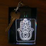 LED keychain - Hamsa hand, Mandala designs