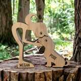 Sitting Dog and Man | Woman Figurine, Puzzle figurines in 2 sizes