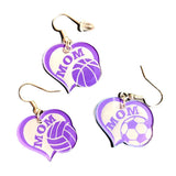 Earrings with custom text for sports