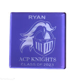 Personalized ACP Acrylic Purple Coaster with Knight Logo & Class