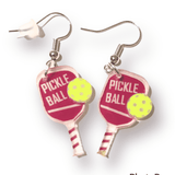 Pickleball dangle earrings pink