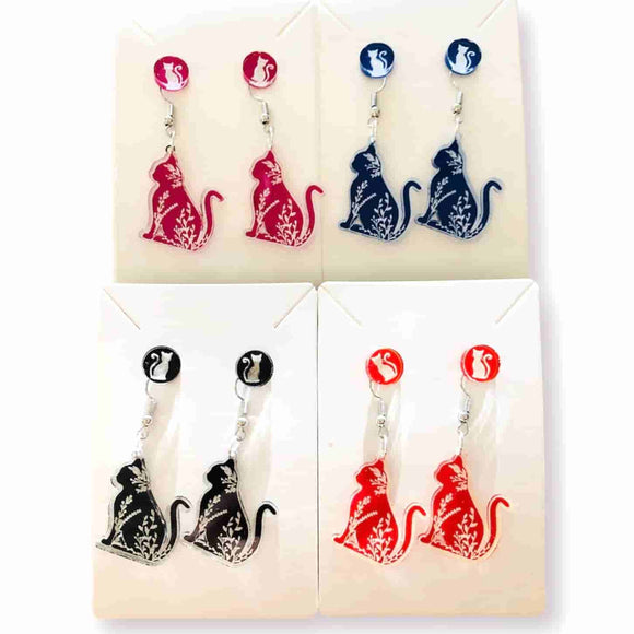 Cat earrings in multi colors