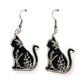 Black cat earring sets - stud and drop
