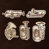 Band instrument personalized WOOD tag, flute, baritone, trumpet, bassoon, piccolo, tuba, trombone, saxophone, french horn, oboe