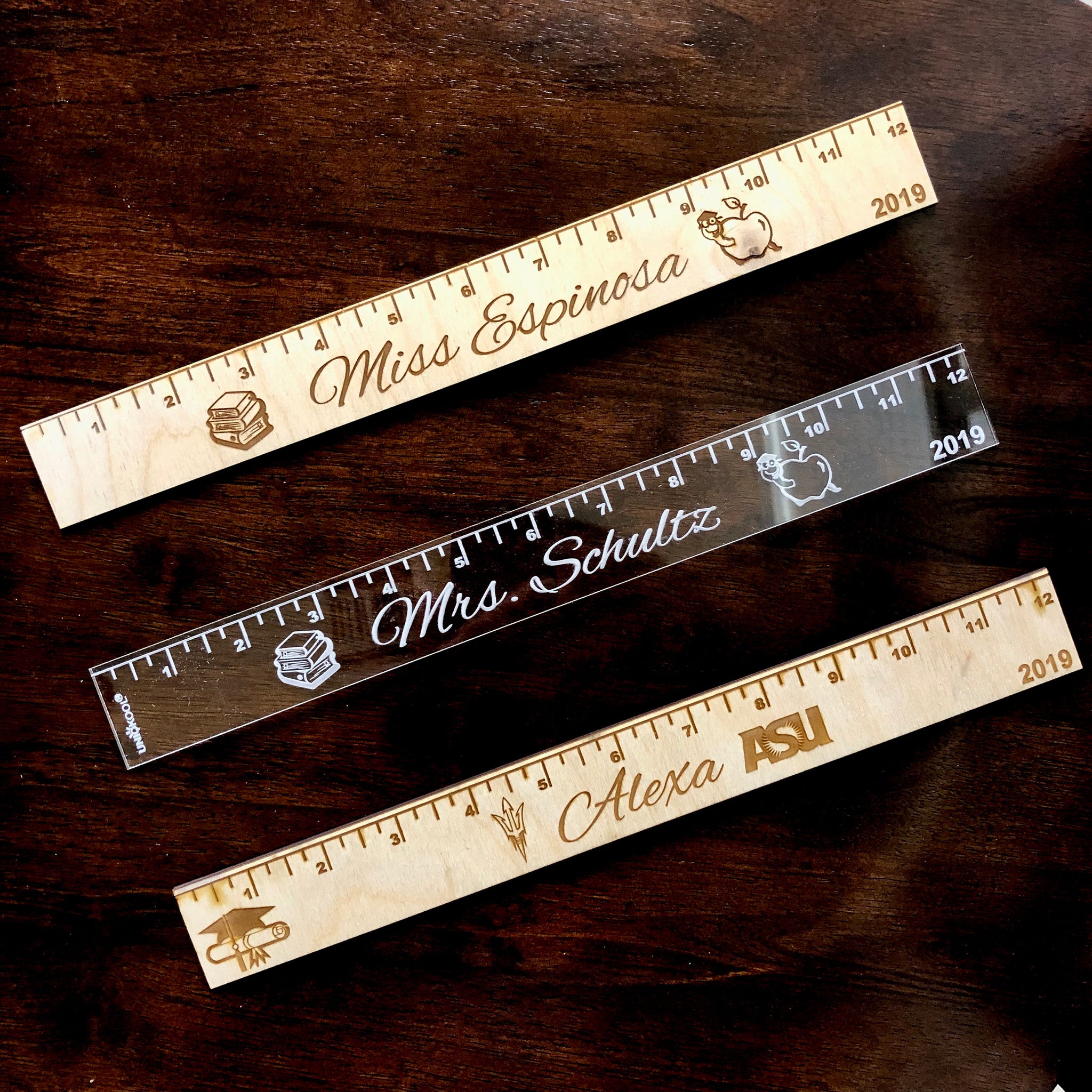 Custom ruler, Personalized Ruler - 12 inch in wood or clear acrylic, g –  uniquelykool