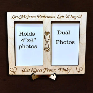 Dual pet photo frame; engraved photo frame, pet lover frame, Furbaby frame, personalized pet photoframe