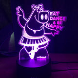 LED Lamp Happy Hippo in Tutu, Fun lamp