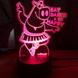LED Lamp Happy Hippo in Tutu, Fun lamp