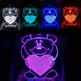 LED-Bear Holding Heart in Multicolors