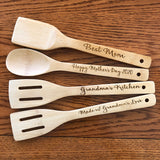 Bamboo Laser engraved wooden utensils (Set of 6)