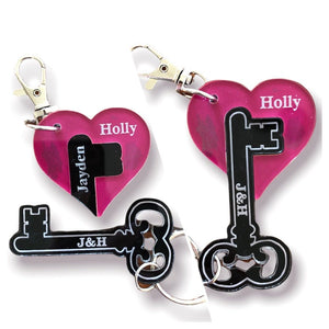 key to heart keychain set acrylic