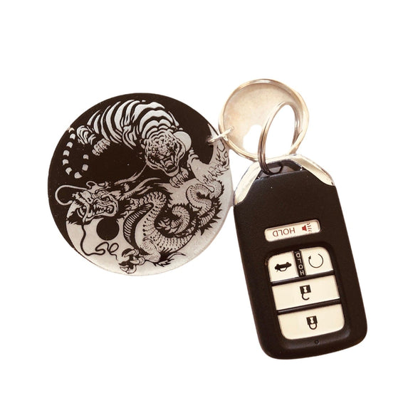 Yin Yang Dragon | Tiger laser engraved acrylic keychain