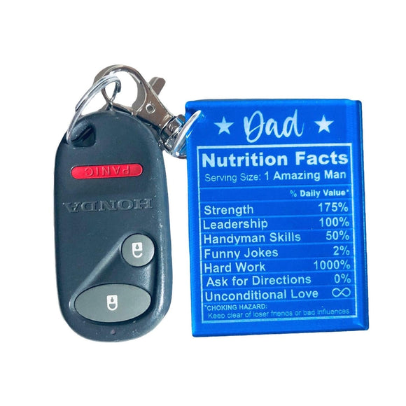 DAD acrylic keychain, DAD Nutrition Facts  Label Acrylic Keychain